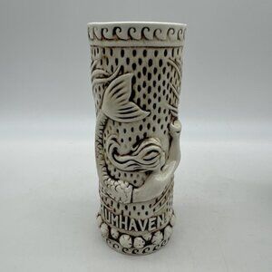 TikiRob Rumhaven Mermaid Siren Glazed Ceramic Tiki Mug 3D Raised Design Barware